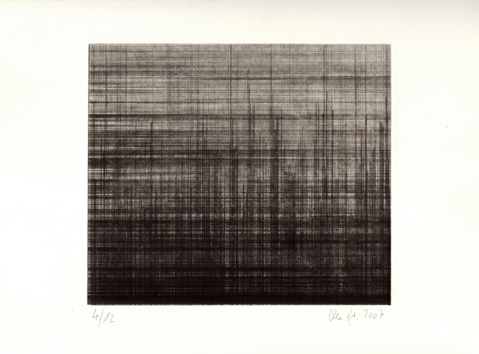 Linie Raum Zeichnung Radierung Kaltnadel